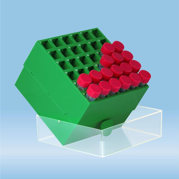 Storage box, slip-on lid, PP, format: 6 x 6, for 36 collection tubes