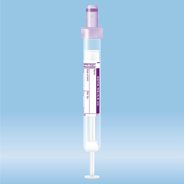 S-Monovette® K3 EDTA, 4.9 ml, cap violet, (LxØ): 90 x 13 mm, with paper ...