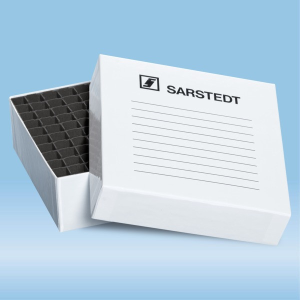 Storage box, slip-on lid, cardboard, format: 8 x 8, for 64 collection tubes