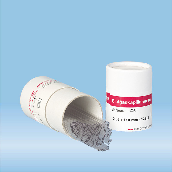 Blood gas capillaries, calcium-balanced lithium heparin, 125 µl