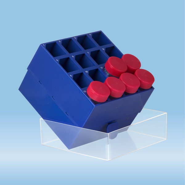 Storage box, slip-on lid, PP, format: 4 x 4, for 16 collection tubes