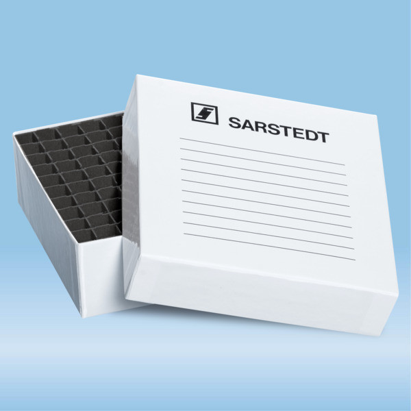 Storage box, slip-on lid, cardboard, format: 8 x 8, for 64 collection tubes