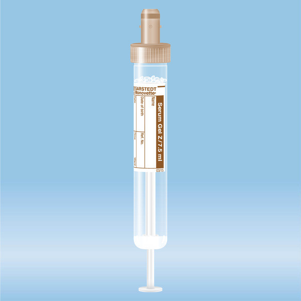 S-Monovette® Serum Gel CAT, 7.5 ml, cap brown, (LxØ): 92 x 15 mm, with paper label
