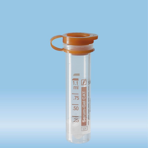 Micro sample tube Serum Gel CAT, 1.1 ml, push cap, EU/ISO