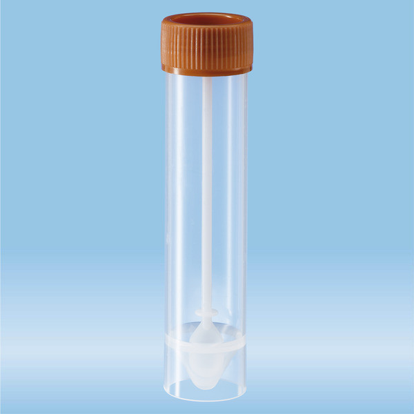 Faeces tube, with spoon, screw cap, (LxØ): 107 x 25 mm, transparent