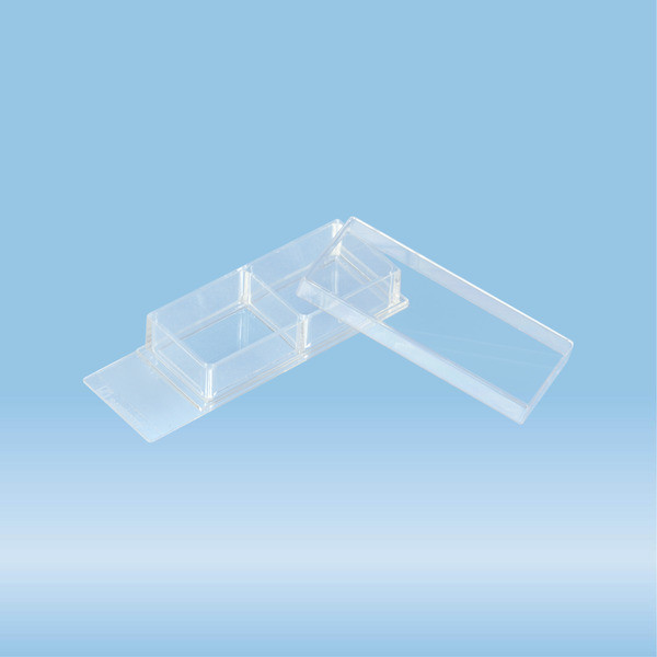x-well cell culture chamber, 2 wells, on PCA slide, removable frame