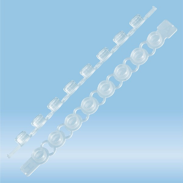 PCR strip of lids, PCR Performance Tested, PP, transparent, flat cap
