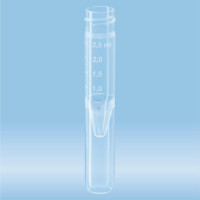 Screw cap tube, 2.5 ml, 2.5 ml, (LxØ): 75 x 13 mm, conical false bottom, rounded tube bottom, PP, wi Screw cap tube, 2.5 ml, 2.5 ml, (LxØ): 75 x 13 mm, conical false bottom, rounded tube bottom, PP, wi